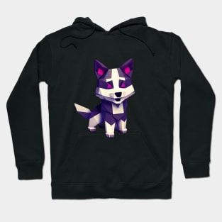 Geometric Lowpoly Purple Husky Hoodie